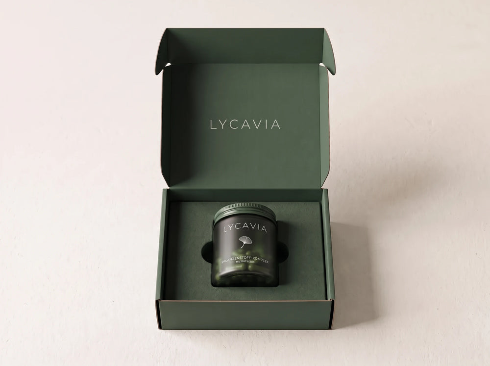 Geöffnete grüne Box mit der Lycavia-Dose